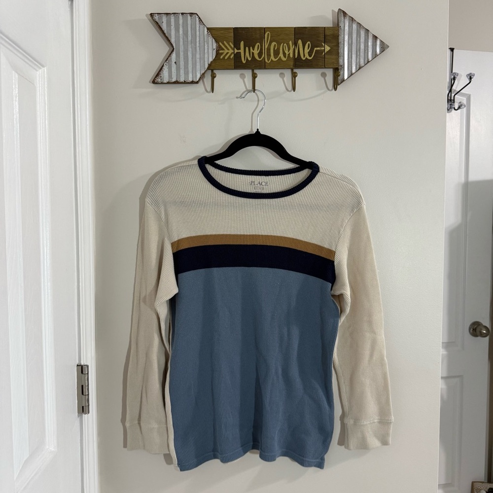 Children’s Place Cream and Blue Knit Sweater Kids 10/12